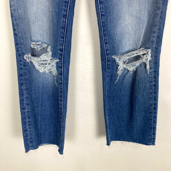 ROLLA'S Miller Mid-High Rise Distressed Slim Straight Leg Jeans Blue 24 - Picture 4 of 9